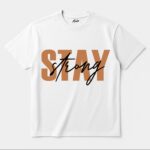 Oversize Fit Printed Short Sleeve T-shirt "STAY POSITIVE "