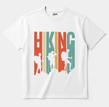 Oversize Fit Printed Short Sleeve T-shirt  "HIKING " white
