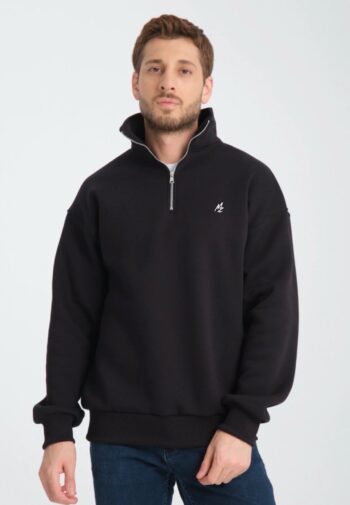 Quarter Zip Pullover.BLACK